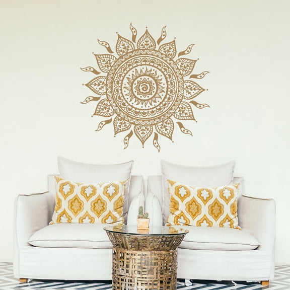 Wall Decal Mandala Vinyl Sticker Decals Lotus Flower Home Decor Boho Bohemian Bedroom Art Ornament Moroccan Pattern Namaste Yoga Studio