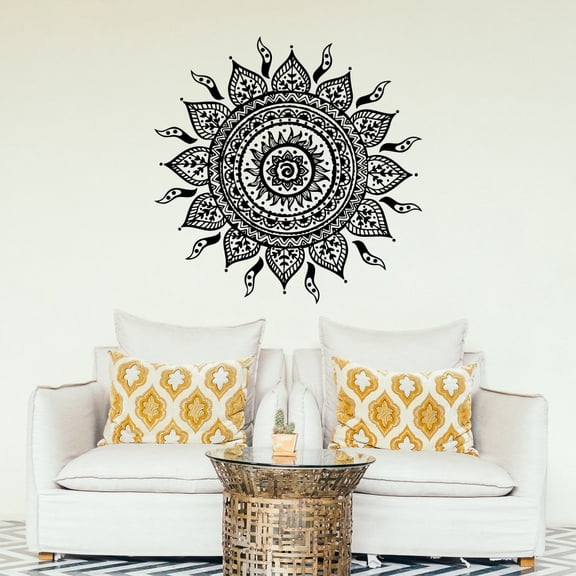 Wall Decal Mandala Vinyl Sticker Decals Lotus Flower Home Decor Boho Bohemian Bedroom Art Ornament Moroccan Pattern Namaste Yoga Studio