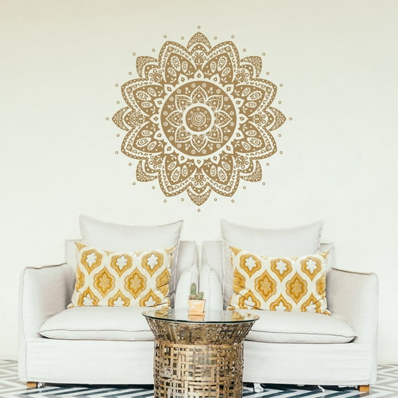 Wall Decal Mandala Vinyl Sticker Decals Lotus Flower Home Decor Boho Bohemian Bedroom Ornament Moroccan Pattern Namaste Yoga Studio