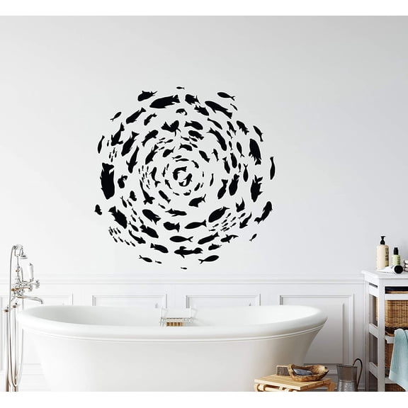 Wall Decal Ocean Sea Fish Fishing Circle Vinyl Decor