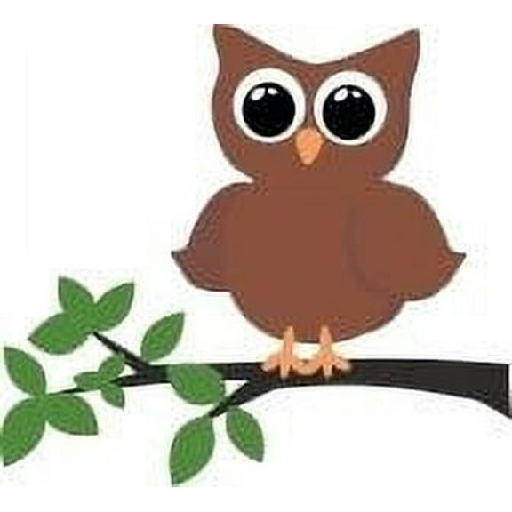 Wall Decal Owl On A Tree Branch – Bird Eagle Parrots Hummingbird Sparrow Worm Hawk Holiday Gift Decorating Ideas Sticker - Size: 14 Inches X 14 Inches