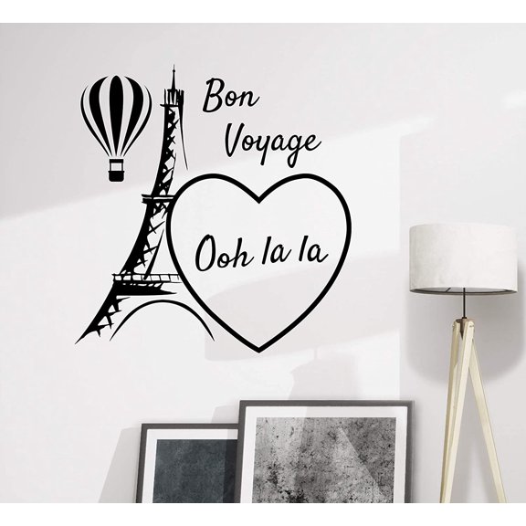 Wall Decal Paris Bon Voyage Eiffel Tower Love Decor
