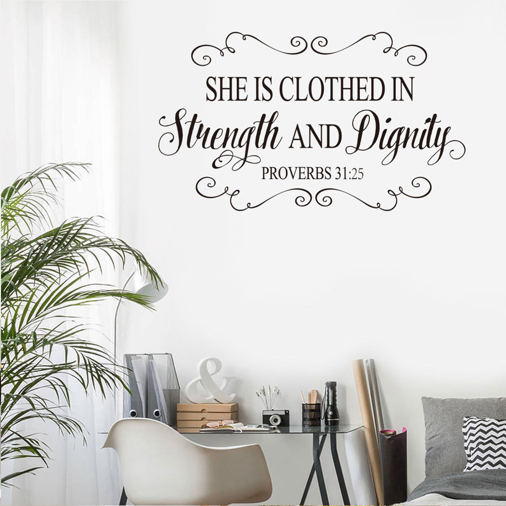 Wall Decal Quote Proverbs 3125 She Is Clothed in Strength and Dignity