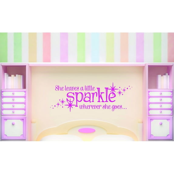 Wall Decal : She Leaves A Little Sparkle Wherever She Goes... Teen Baby Girl Bedroom Quote 12x18 Inches