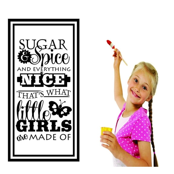 Wall Decal : Sugar & Spice Everything Nice That's What Little Girls Are Made Of... Teen Baby Bedroom Quote 12x18 Inches