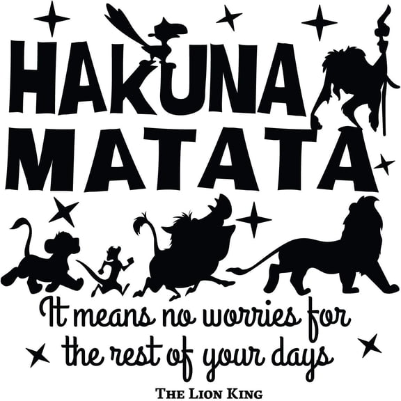 Wall Decal: The King Characters Quotes - Hakuna Matata It Means No Worries for The Rest of Your Days | 20" x 20" Movie Bedroom Home Sticker Décor