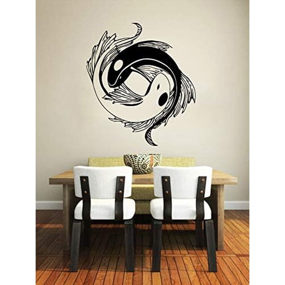 Wall Decal Vinyl Sticker Decals Koi Fish Yin Yang Geometric Floral Patterns Wall Stickers Home Decor Art Bedroom Design Interior Mural SV6168$$Tools