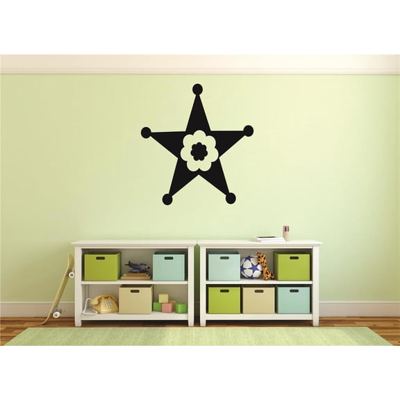 Wall Decal : Western Star Flower Cowgirl Cowboy Living Room Bedroom Home Picture Art 16x16 Inches