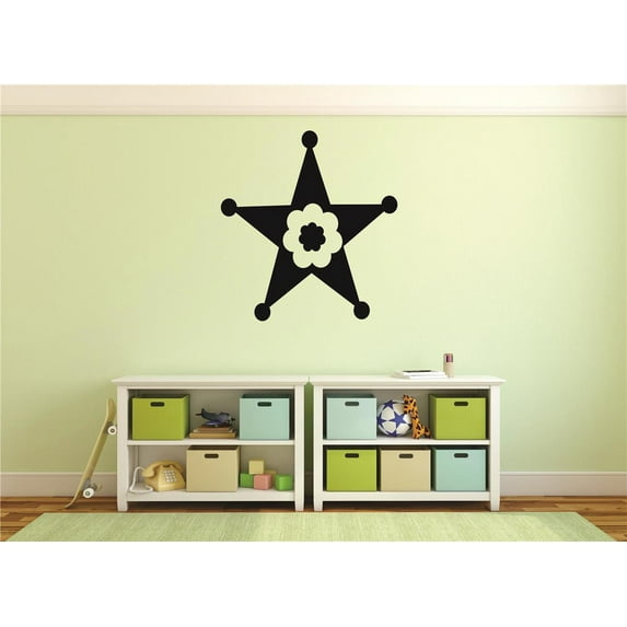Wall Decal : Western Star Flower Cowgirl Cowboy Living Room Bedroom Home Picture Art 16x16 Inches