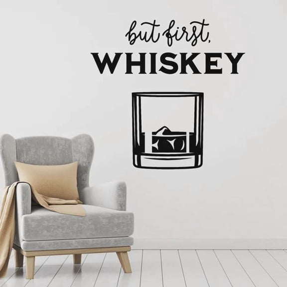 Wall Decal Whiskey Drinking Collection Alcohol Bar Pub Phrase Interior Decor Wine Barrel Refrigerator Vinyl Glass Stickers 57x58cm