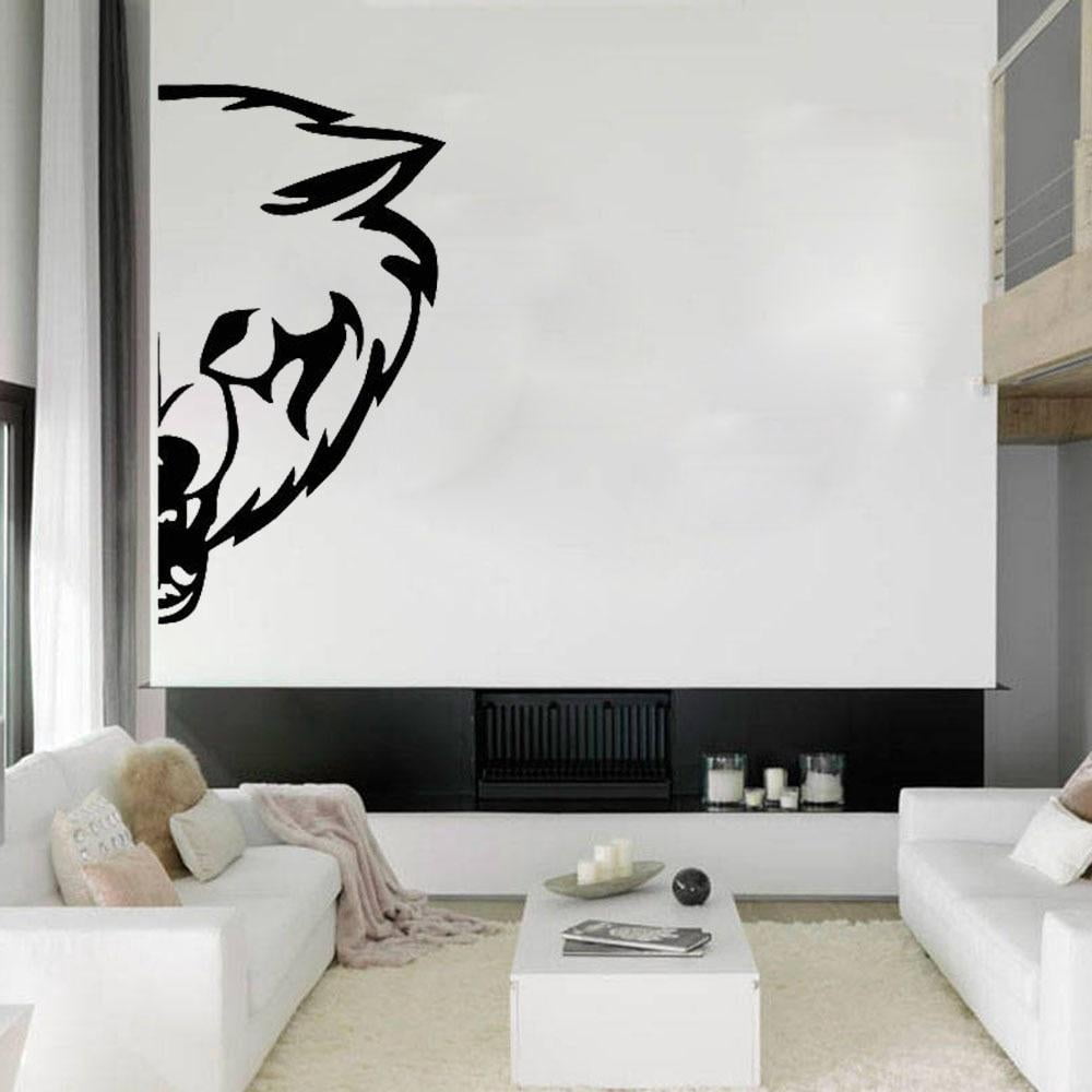 Wall Decal Wolf Dog Animals Bedroom Man Cave Bar Modern Interior Design ...