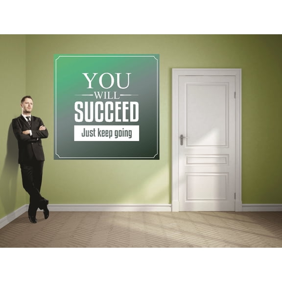 Wall Decal : You Will Succeed Just Keep Going Motivational Inspirational Quote 16x16 Inches