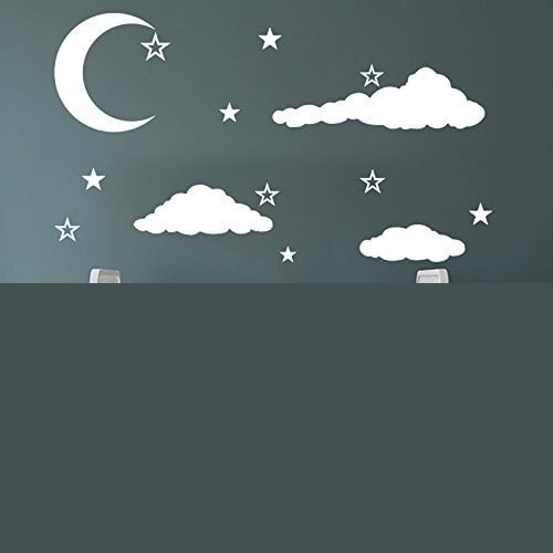 Wall Decals Baby Room Nursery Clouds Moon and Stars Wall Vinyl Decal Stickers Playroom Kids Children Bedroom Murals Home Decor