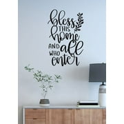 Wall Decals Bless This Home All Who Enter Vinyl Decor Kitchen Quotes 23x15-Inch Black