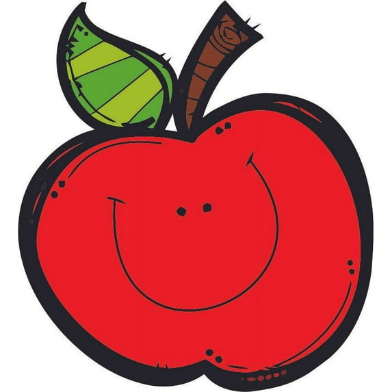 Wall Decals for Classroom Decor Decoration and Design Decals on Walls - Red Apple Smile Creative Teacher Artwork Stickers Sticker Back to School Ideas Teachers Schools Size (20x20 inch)
