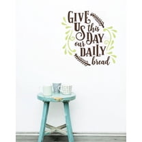 Wall Decals For Kitchen Give Us This Day Quote Sticker Farmhouse Room Art 23x23-Inch Chocolate Brown/Celadon