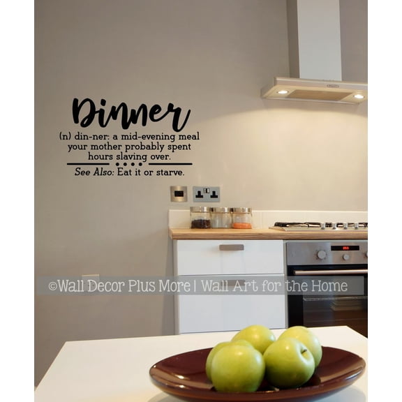 Wall Decals for Kitchen Dinner Definition Words - Family Kitchen Wall Art Decor - Fun Dining Room Quotes - Home Decor Decal Sticker Saying 23x13-Inch Black