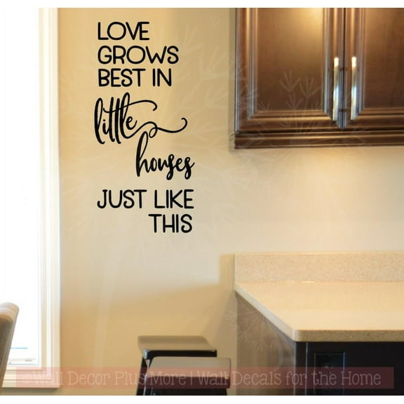 Wall Decals Love Grows Best in Little Houses Family Art Decor Stickers 23x11-Inch Black