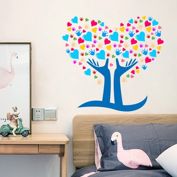 Wall Decals Love Tree Stickers 15x15 inch Vinyl Peel and Stick Self-adhesive Removable Wall Art for Living Room Bedroom Kids Playroom Decor