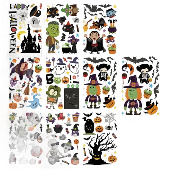 Wall Decals Peel and Stick Halloween Decorations 9 Pack 12X8 Inch Removable Clings for Glass Window Door Home Party Decor