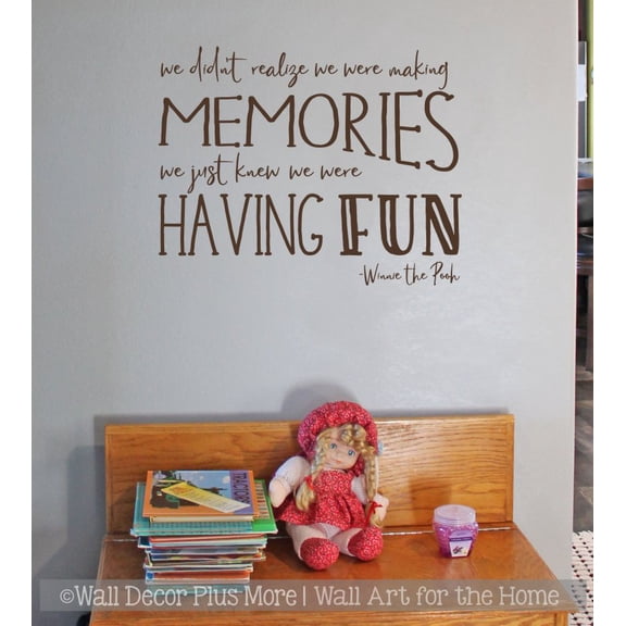 Wall Decals Quotes For Kids Decor Making Memories Having Fun Playroom Art Sticker 23x18-Inch Chocolate Brown