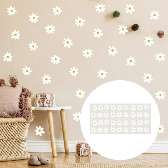 Wall Decals Removable Daisy Stickers Peel and Paste Floral Decals for Window Bedroom Classroom Office Decor