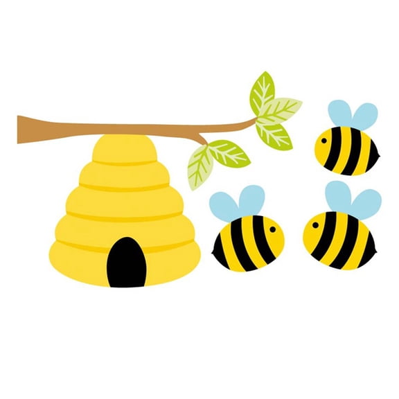 BESTOYARD Creative Yellow Bee Pattern Wall Decals for Smooth Walls and Rooms