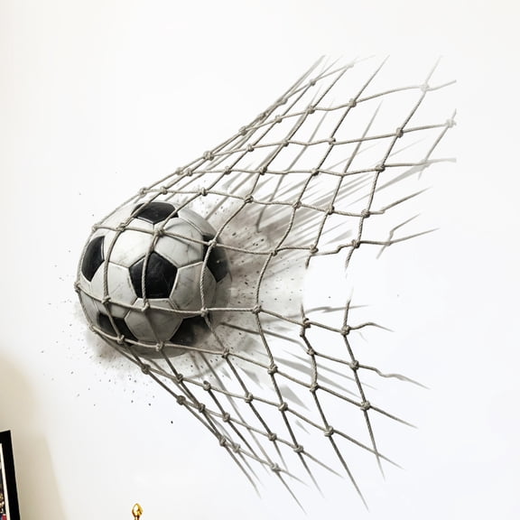 Wall Decals, Soccer Goal In-Motion Wall Art, Sports Themed Wall Decor for Teen Boys, Football Pattern Decorations for Dorm and Playroom, 23X12 Inch Peel and Stick Vinyl Sticker