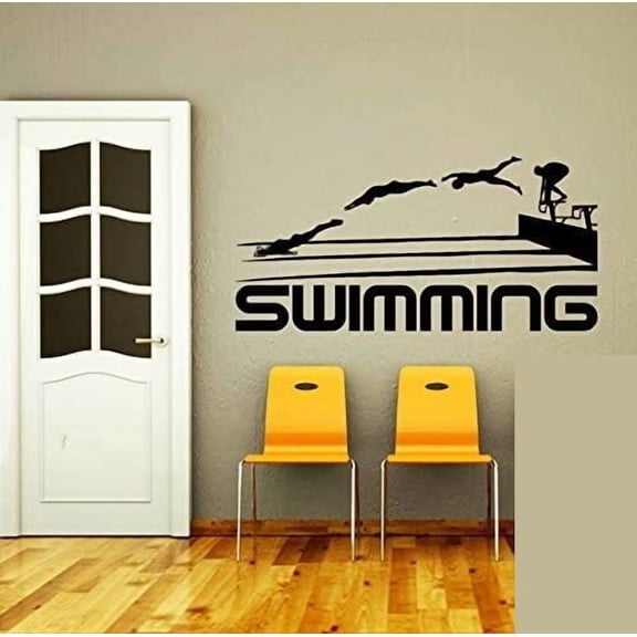 Wall Decals Swimming Sport Logo Emblem Swimmer Gift Office Window Wall Vinyl Decal Stickers Bedroom Murals