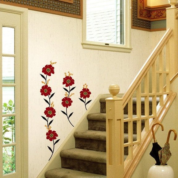 Wall Deco Sticker RED FLOWER 273-PS58059 (J)