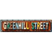 Wall Decor 16*4 Inch "GREENHILL STREET" Metal Tin Signs