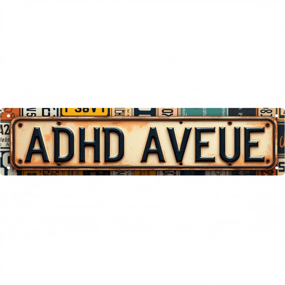 Wall Decor 16*4 Inch Tin Signs ADHD AVENUE Mental Care Retro Decor