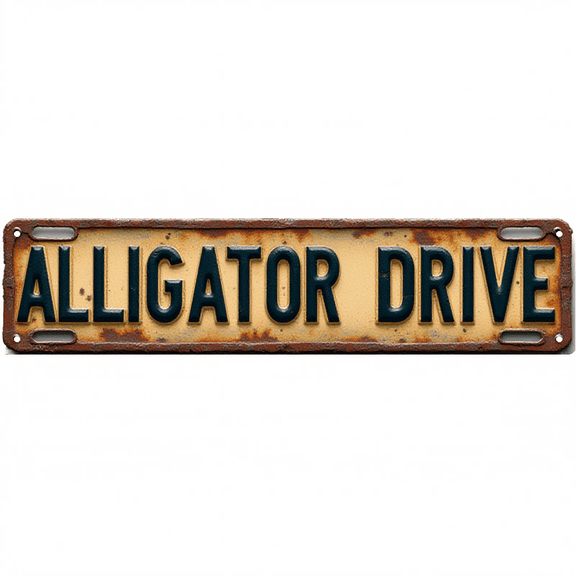 Wall Decor 16*4 Inch Tin Signs "ALLIGATOR DRIVE" Wildlife Swamp Decor
