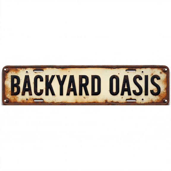 Wall Decor 16*4 Inch Tin Signs "BACKYARD OASIS" Patio Garden Relax Decor