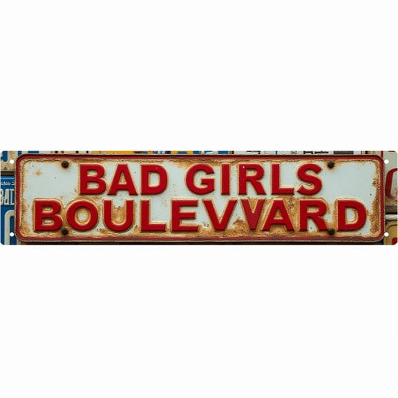 Wall Decor 16*4 Inch Tin Signs "BAD GIRLS BOULEVARD" Bedroom Street Cool Decor