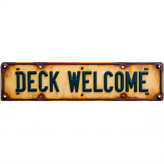 Wall Decor 16*4 Inch Tin Signs DECK WELCOME Terrace Greeting Retro Decor