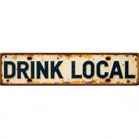 Wall Decor 16*4 Inch Tin Signs DRINK LOCAL Local Flavor Beverage Retro Decor