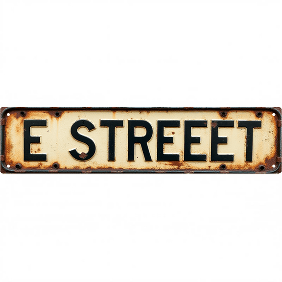 Wall Decor 16*4 Inch Tin Signs E STREET Simple Letter Retro Street Decor