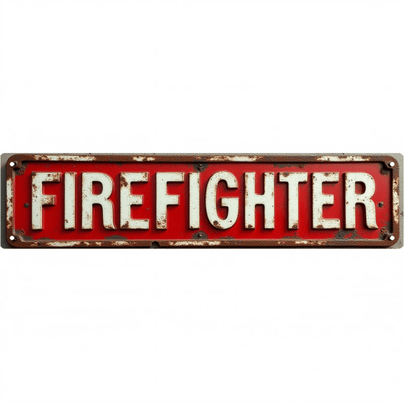Wall Decor 16*4 Inch Tin Signs FIREFIGHTER Fire Rescue Retro Decor