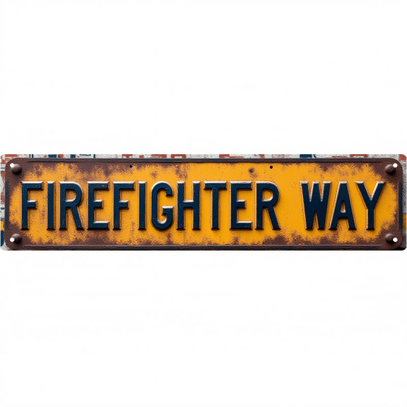 Wall Decor 16*4 Inch Tin Signs FIREFIGHTER WAY Fire Service Retro Decor