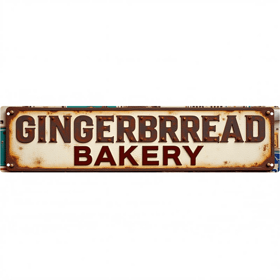 Wall Decor 16*4 Inch Tin Signs GINGERBREAD BAKERY Holiday Dessert Shop Retro Decor