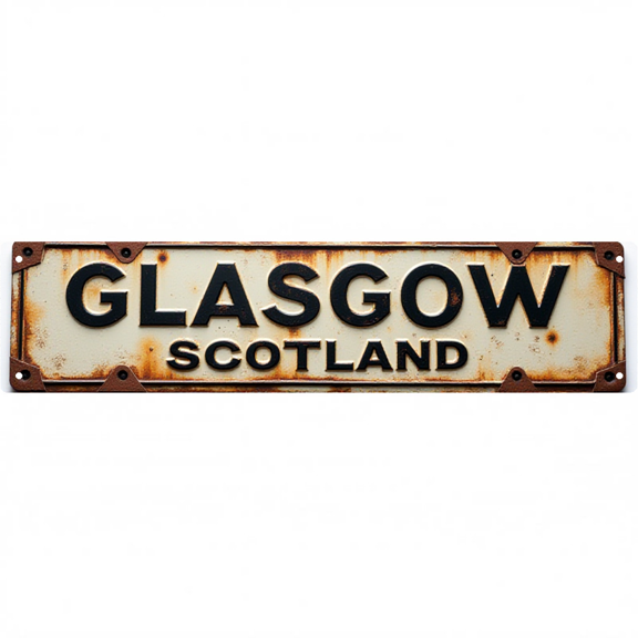 Wall Decor 16*4 Inch Tin Signs "GLASGOW SCOTLAND" Travel British Wall Decor