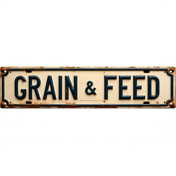 Wall Decor 16*4 Inch Tin Signs "GRAIN & FEED" Farm Barn Rustic Decor