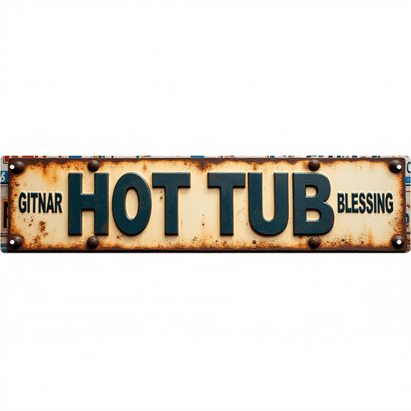 Wall Decor 16*4 Inch Tin Signs HOT TUB BLESSING Spa Bless Retro Decor