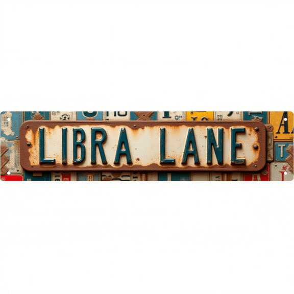 Wall Decor 16*4 Inch Tin Signs "LIBRA LANE" Zodiac Bedroom Aesthetic Decor