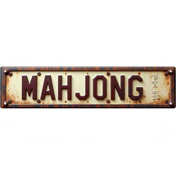 Wall Decor 16*4 Inch Tin Signs "MAHJONG" Chess Card Room Simple Decor