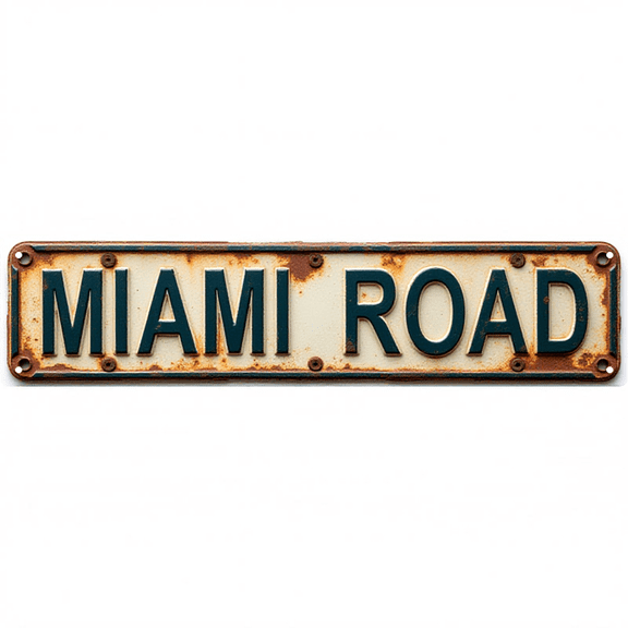 Wall Decor 16*4 Inch Tin Signs "MIAMI ROAD" Tropical Beach City Decor