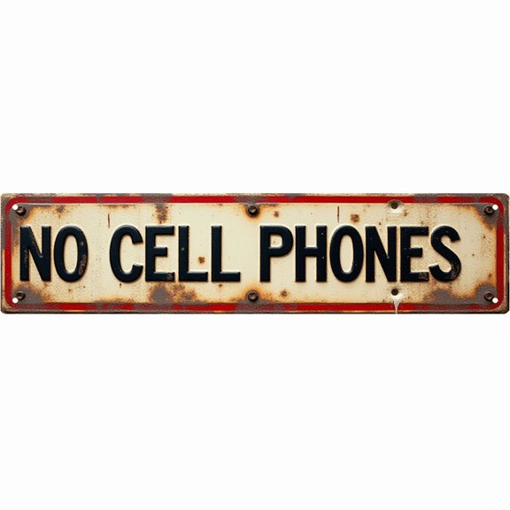 Wall Decor 16*4 Inch Tin Signs "NO CELL PHONES" Quiet Room Rule Decor