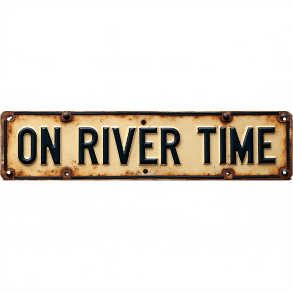 Wall Decor 16*4 Inch Tin Signs "ON RIVER TIME" River Lake Patio Decor