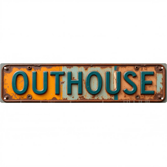 Wall Decor 16*4 Inch Tin Signs OUTHOUSE Rural Outdoor Space Simple Retro Decor